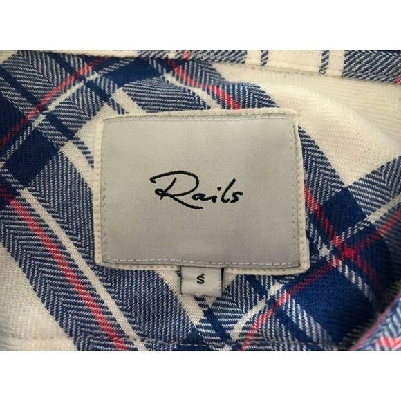 RAILS Long Sleeve Shirt Size Small Button Up Hunter White Blue Raspberry Plaid - Picture 6 of 8